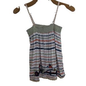 Skemo Kids Mexicana Sleeveless Embroidered Strap Stretch Boho Tank Top L NWT